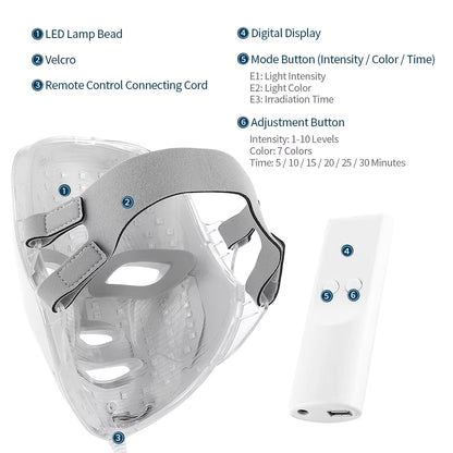 7-Color Minimalism LED Facial Mask Photon Therapy Light Device