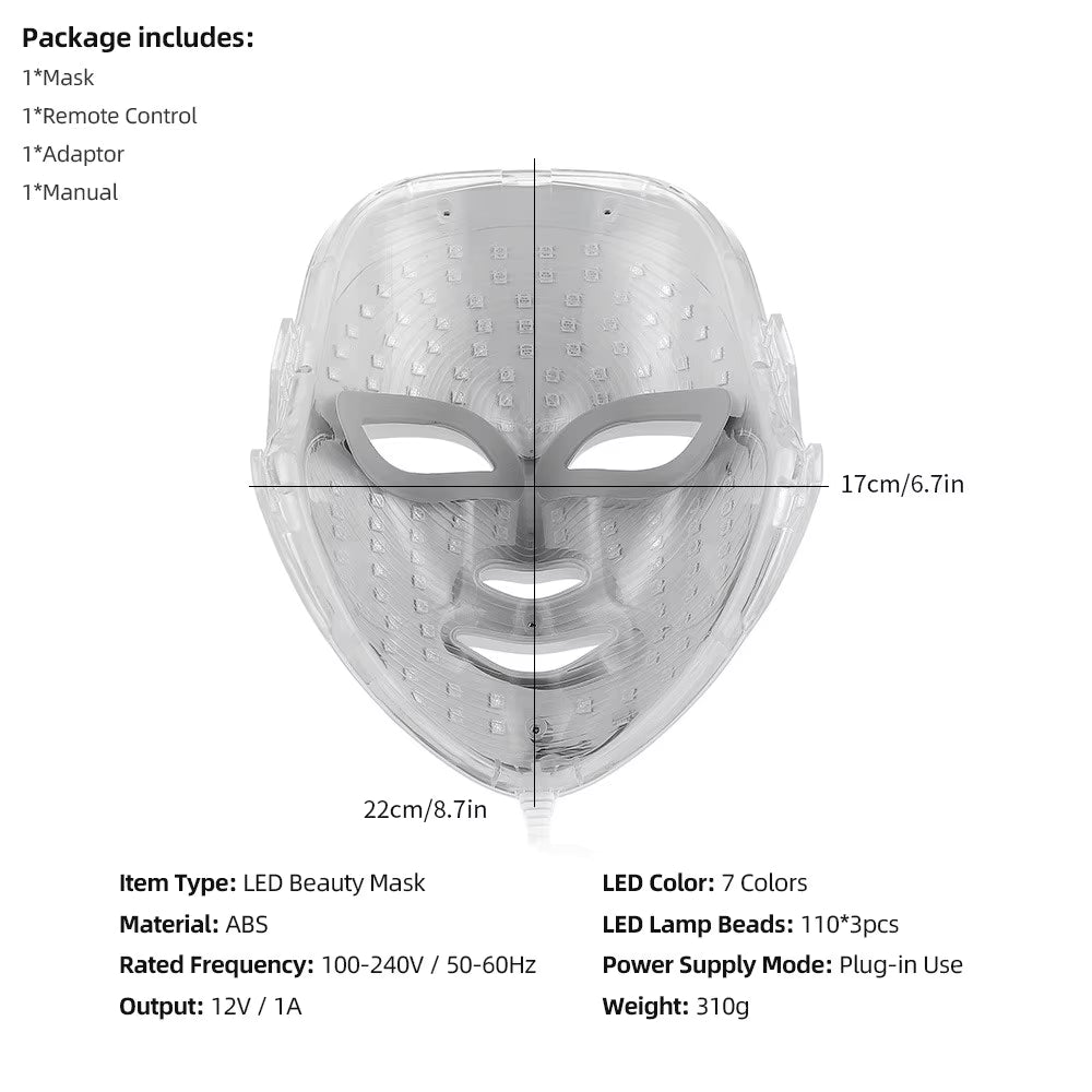 7-Color Minimalism LED Facial Mask Photon Therapy Light Device