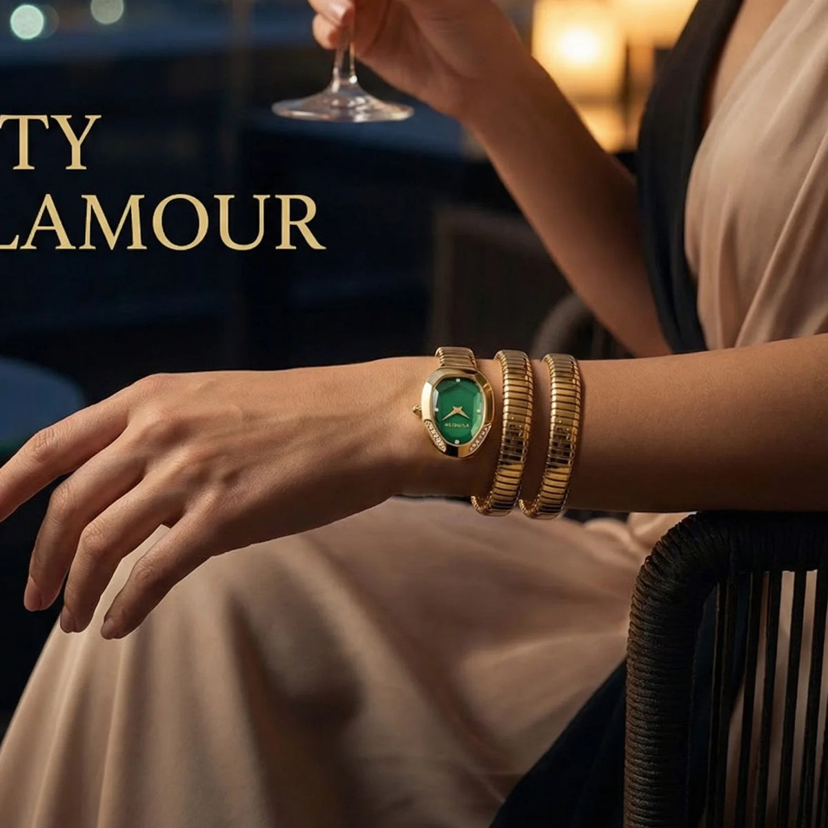 Velora Aesthetics Snake Dress Watch Coiled in Gold