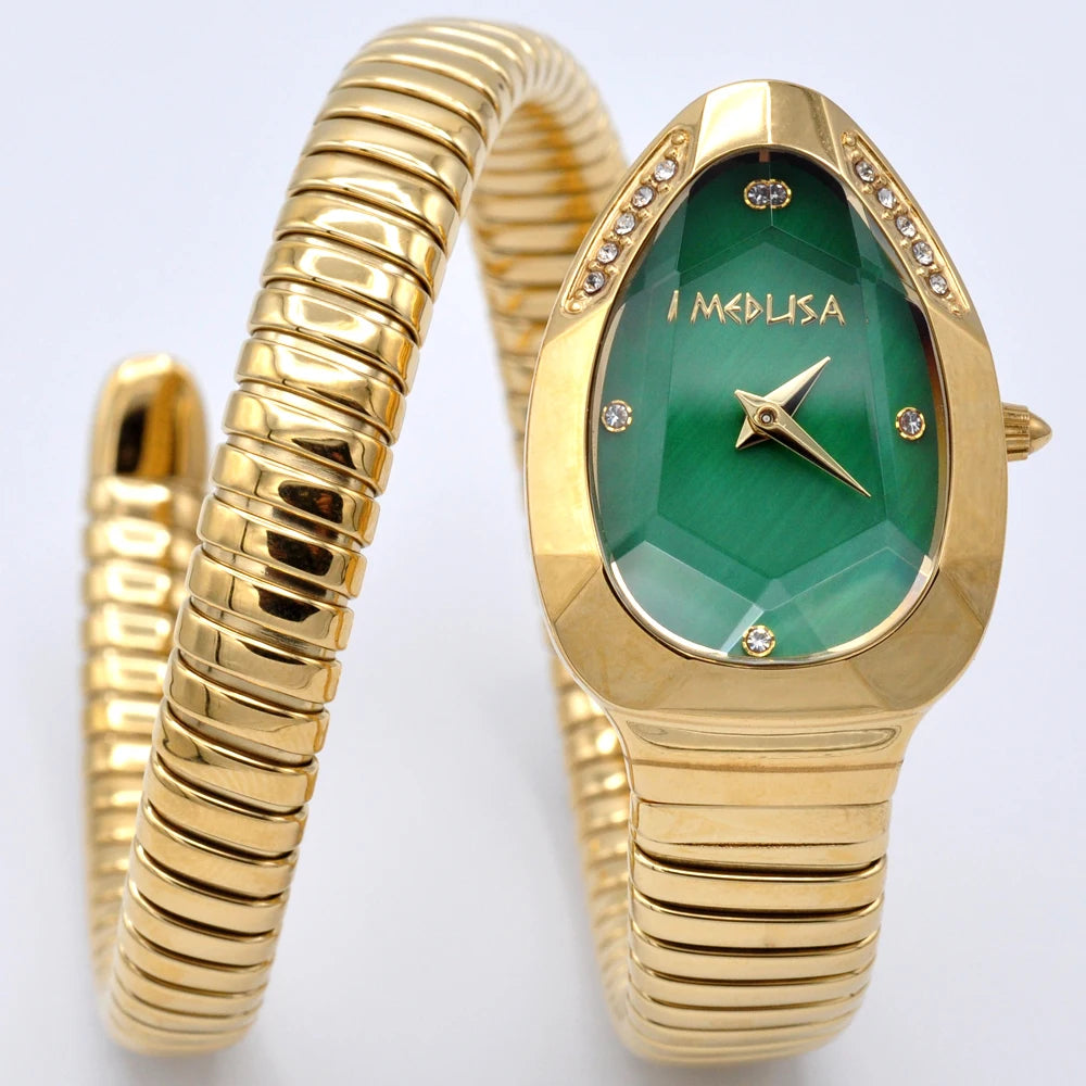 Velora Aesthetics Snake Dress Watch Coiled in Gold